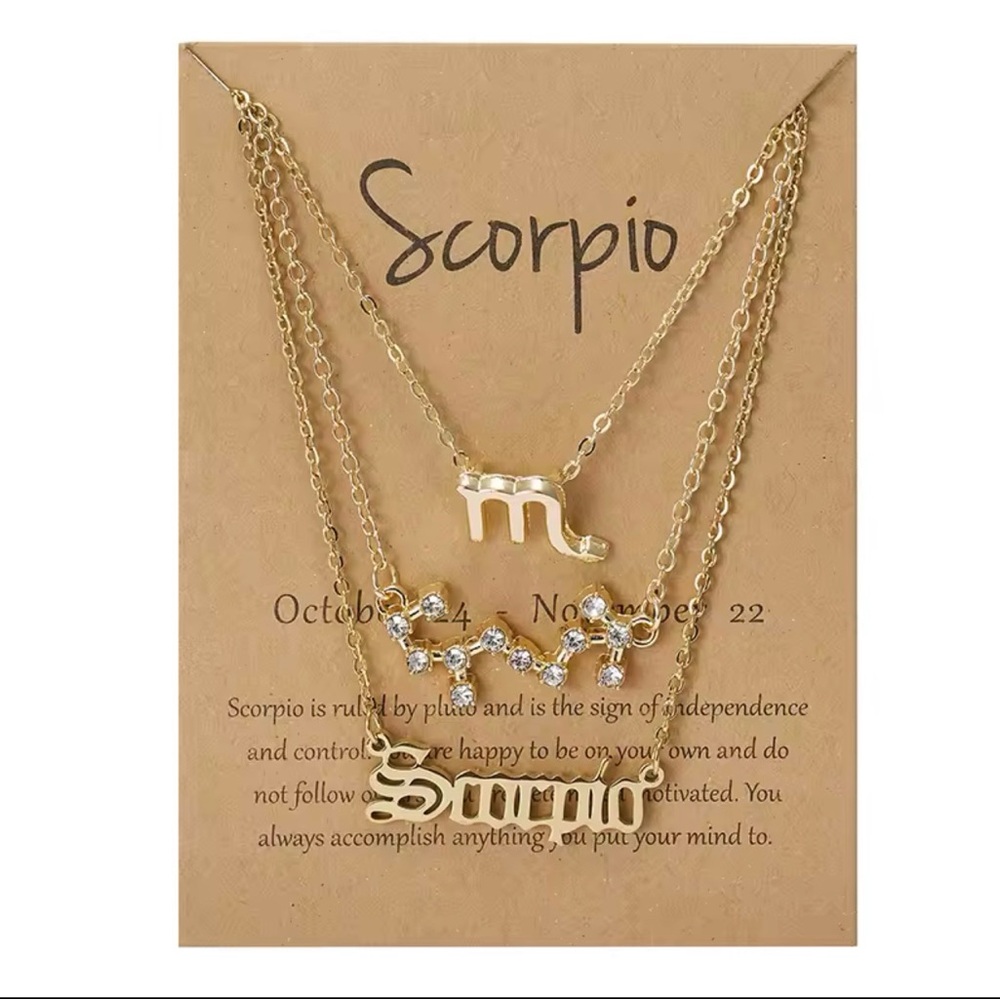 Gold Scorpio Zodiac Necklace Set